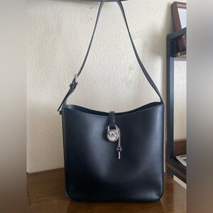 Michael Kors Black Shoulder Bag with Silver Accents
